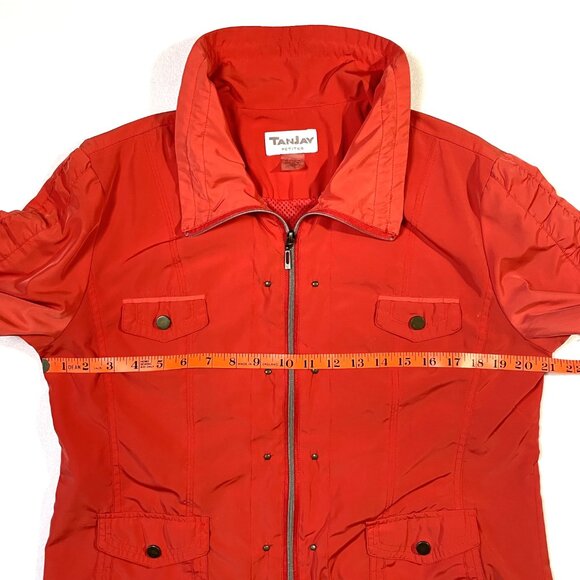 TanJay Petites Jacket Size 10P Orange Snap Pockets Lightweight Retro Style - Picture 10 of 16